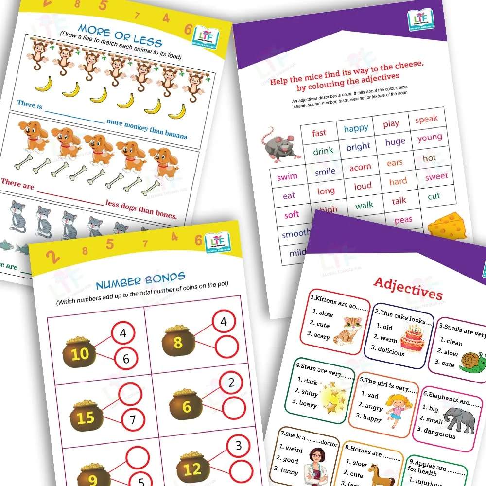 Learning Through Fun Kids Activity Books – Set of 6 | Animals, Transportation, Weather & Seasons, EVS, Sports & Under the Sea | Educational Worksheets for Home Schooling, | for 4–7 Years