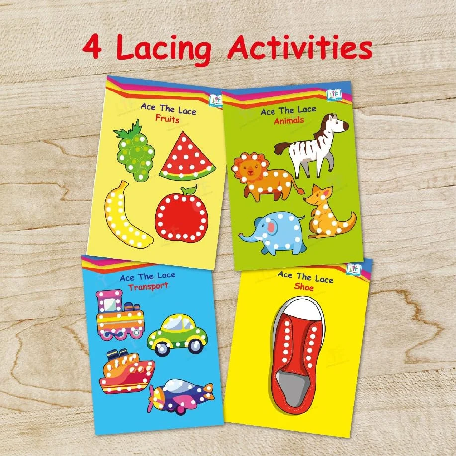 Smart Toddler Kit, 6 activity books + 4 lacing cards + 16 brain development activites + 20 Tangrams +8 puzzles. Toddler, 2- 4 yrs