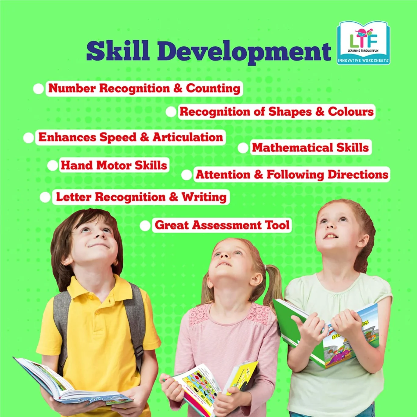 LEARNING THROUGH FUN - Preschoolers book for Early Learning Brain Development, Nursery & Kindergarden, Ideal for 2-4 Years, Educational Worksheet