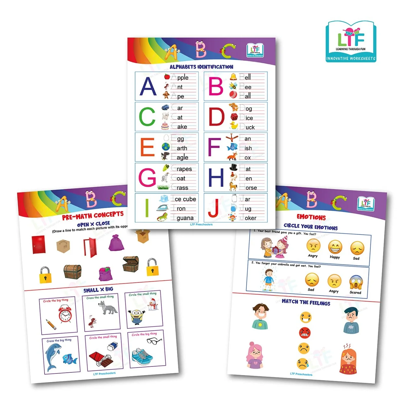 LEARNING THROUGH FUN - Preschoolers book for Early Learning Brain Development, Nursery & Kindergarden, Ideal for 2-4 Years, Educational Worksheet