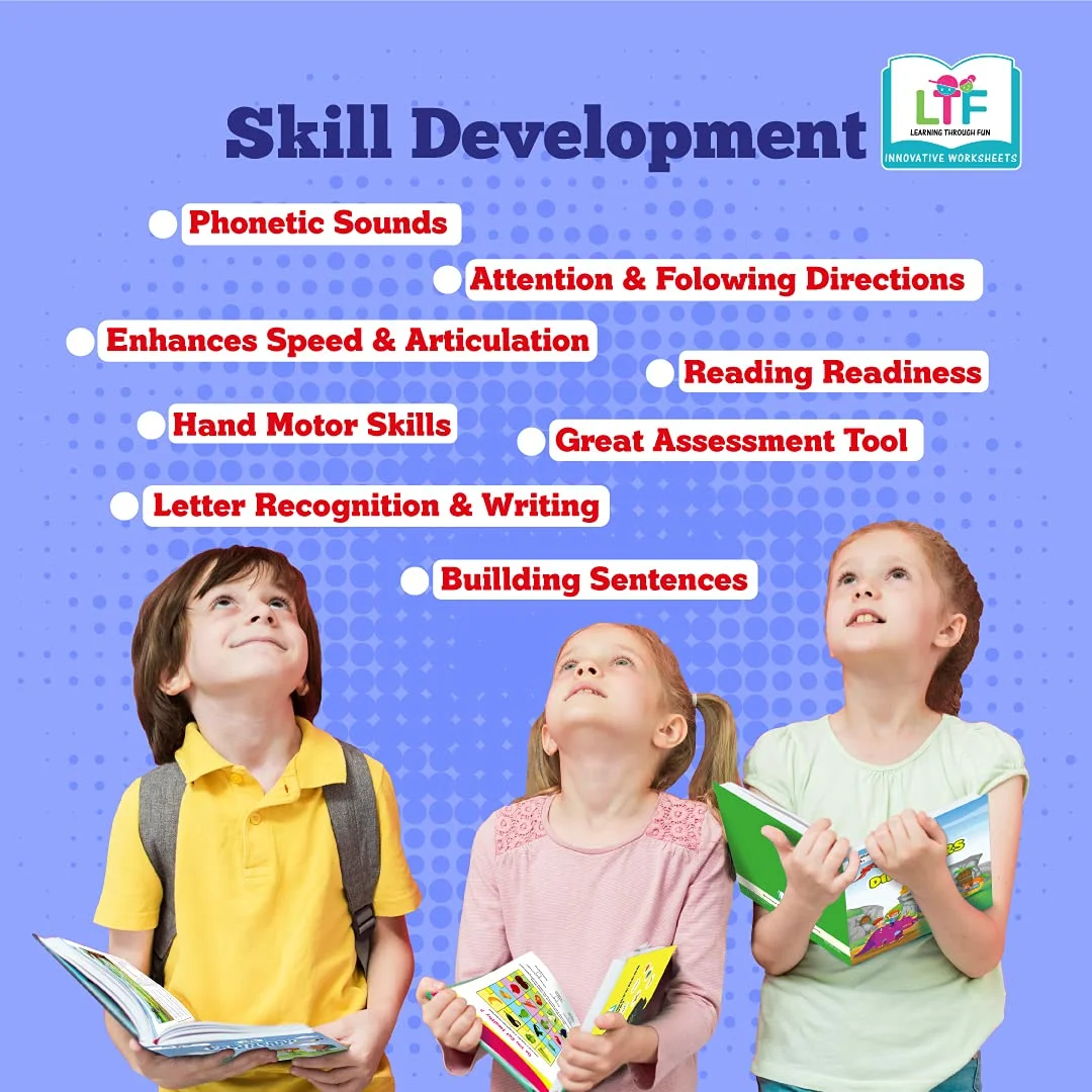 Learning Through Fun: (set of 3) Maths Seniors, Phonetics,General awareness Activity Book | English, EVS And Maths , Brain Development Educational Worksheets, Homeschooling, Ideal For 5-8 Yr