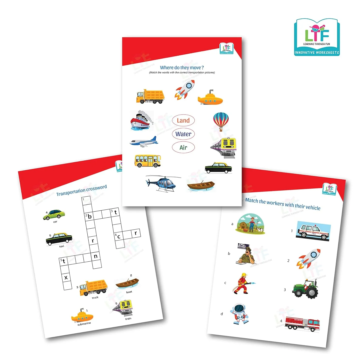Learning Through Fun Transportation Book For Early Learning, Brain Development Kids Activity Book,For 4-7 Years Old Kids, Home-schooling