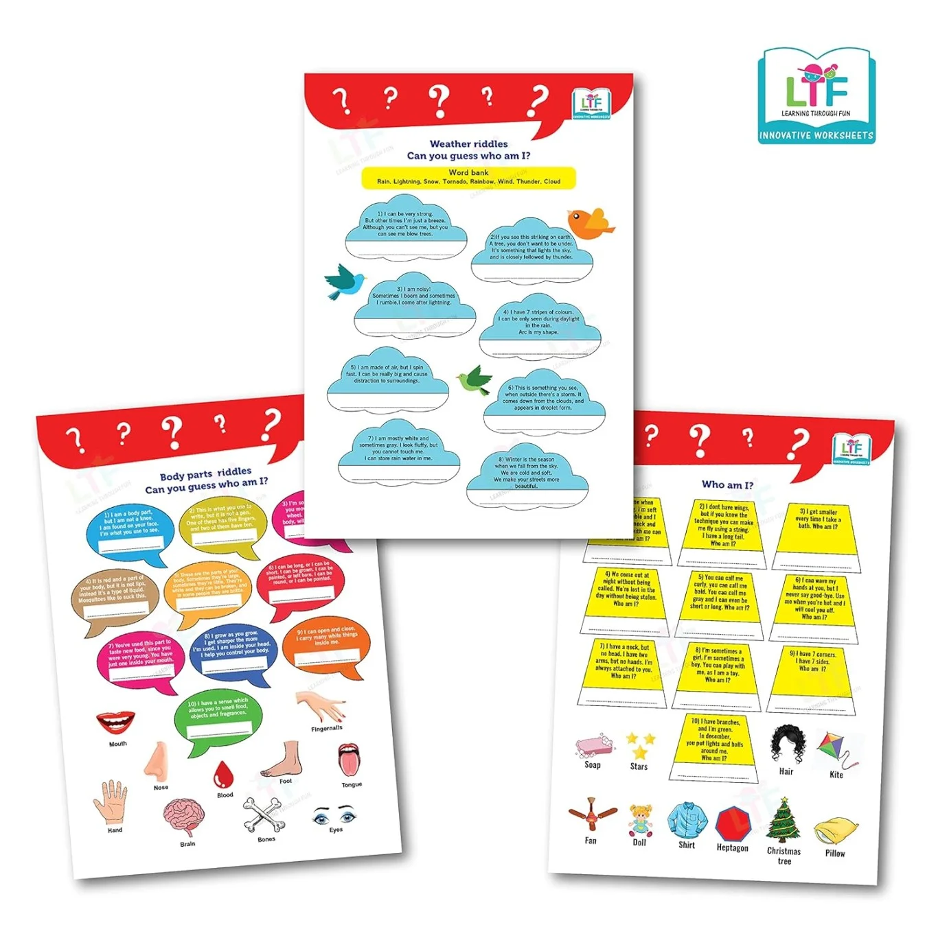 Learning Through Fun: Continents & Oceans & Riddles Activity Book – Set of 2 for Kids Aged 4–8 – Geography Learning ,Brain Teasers, Brain Development, Early Education, Homeschooling, UKG, Grade 1 & 2