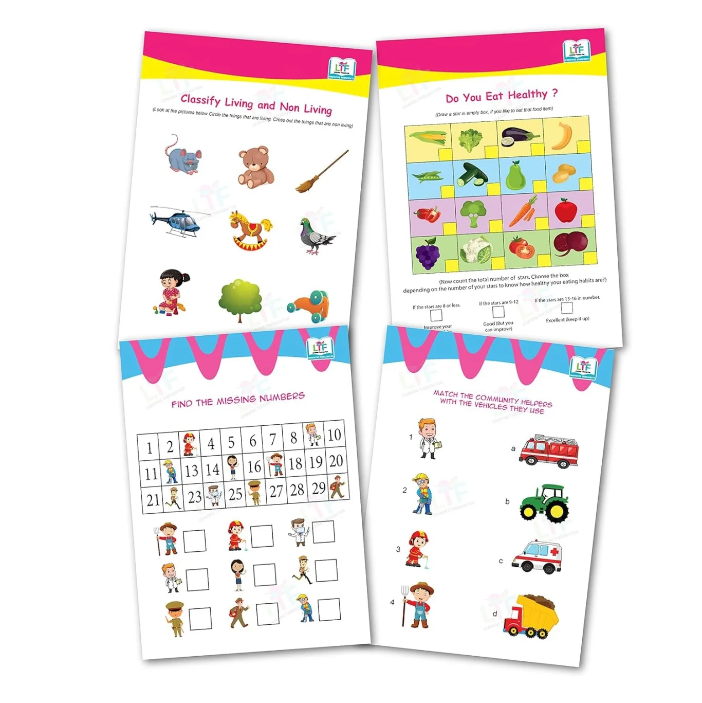 Learning Through Fun Kids Activity Books Set of 2 | Early Learning Brain Development Workbooks | General Knowledge & EVS Educational Worksheets for Preschool, Nursery, JKG, SKG Ages 3-4 Years