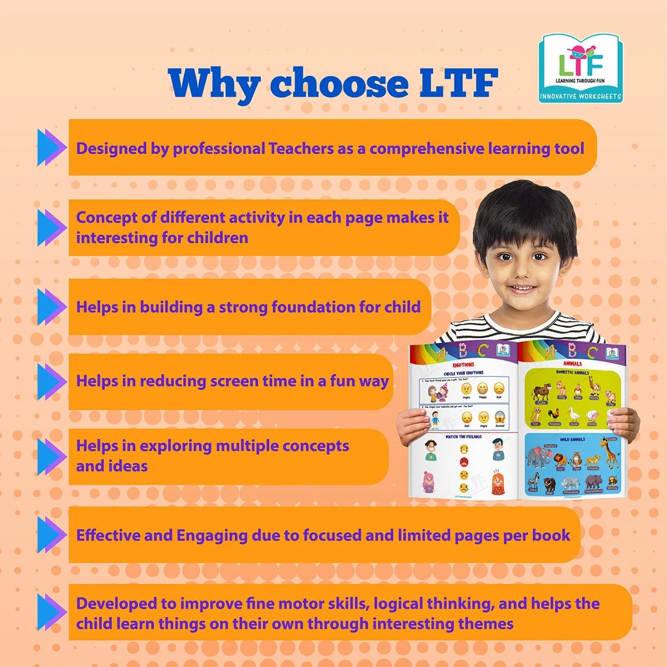 LEARNING THROUGH FUN - Preschoolers book for Early Learning Brain Development, Nursery & Kindergarden, Ideal for 2-4 Years, Educational Worksheet