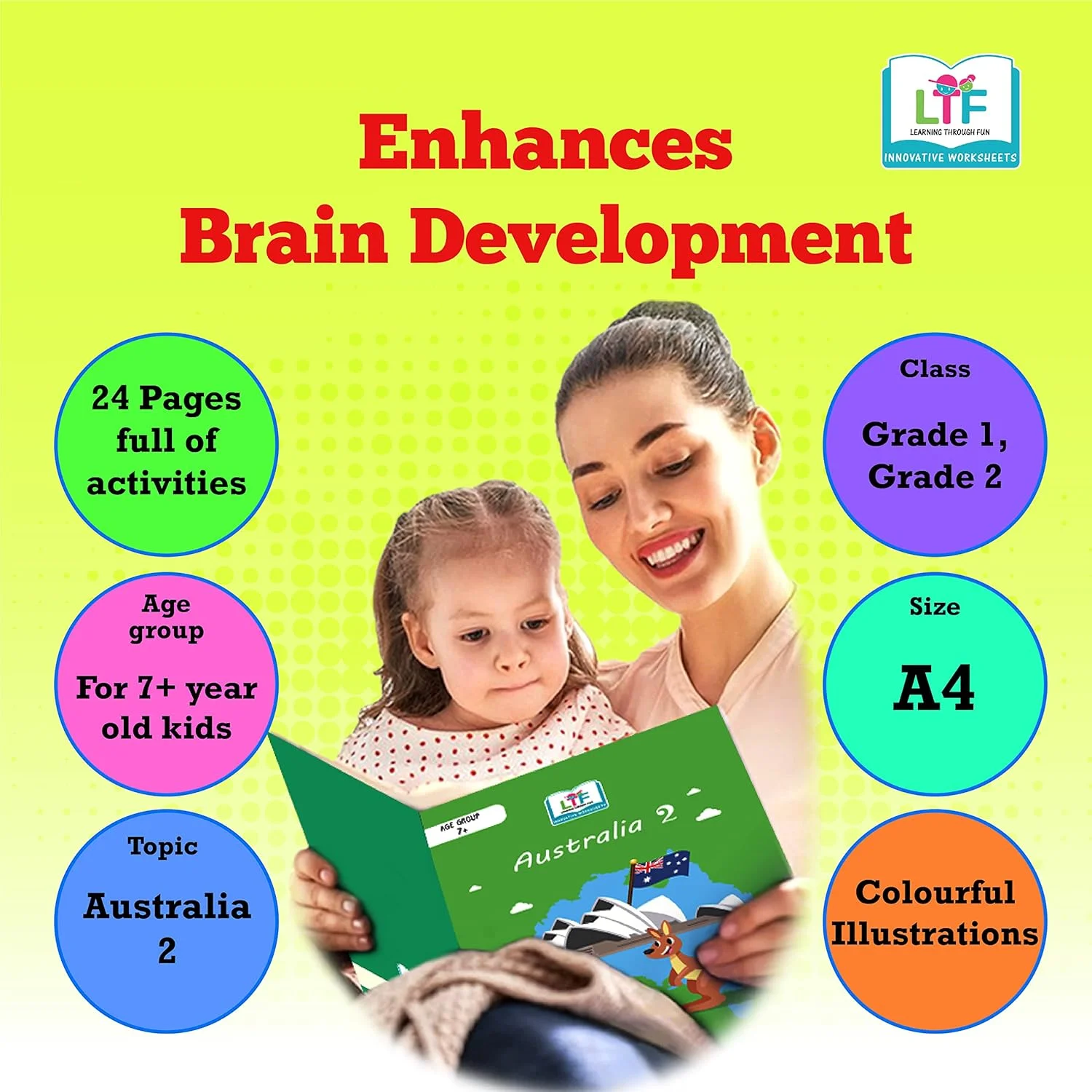 Learning Through Fun: Book About Australia 2|with Currency, Vowels, Maze, Counts and write| For Early Learning, Brain Development Kids Activity Book, Homeschooling. 6-8 Years, UKG- Grade 1 & 2