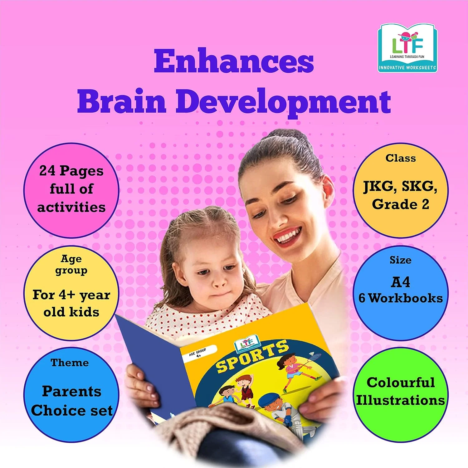 Learning Through Fun Kids Activity Books – Set of 6 | Animals, Transportation, Weather & Seasons, EVS, Sports & Under the Sea | Educational Worksheets for Home Schooling, | for 4–7 Years