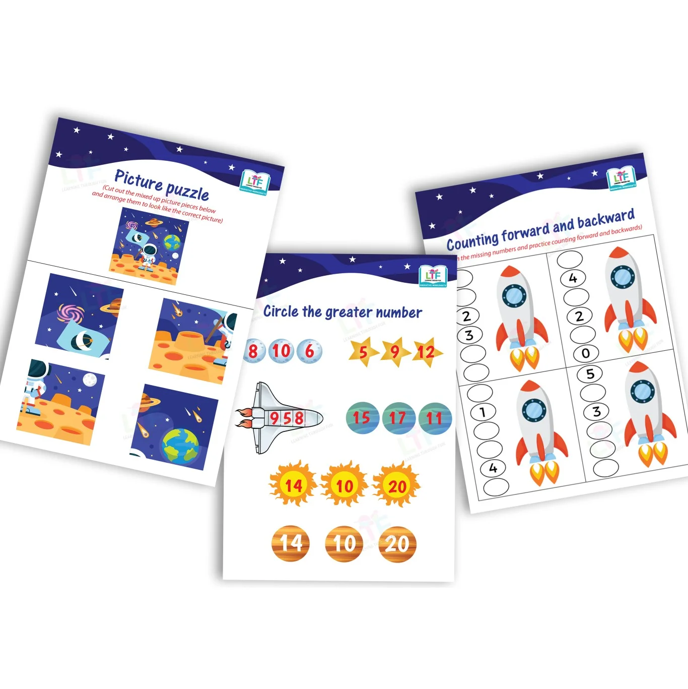 Learning Through Fun: Space & Solar System Activity Book for Kids Ages 4–8 | Puzzles, Skip Counting, Planet Naming & More – Educational Workbook for Early Learning