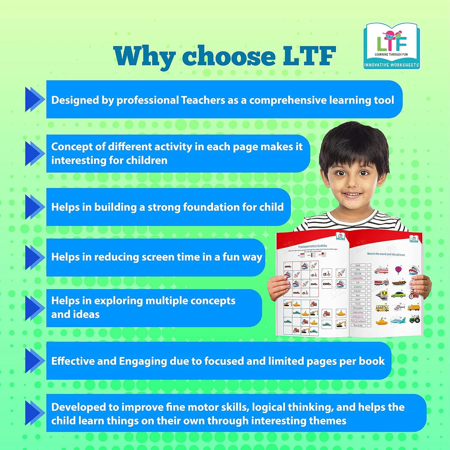 Learning Through Fun Lets Travel Set, 4 Brain Development Activity Book ,UKG,Ideal For 4-8 Years