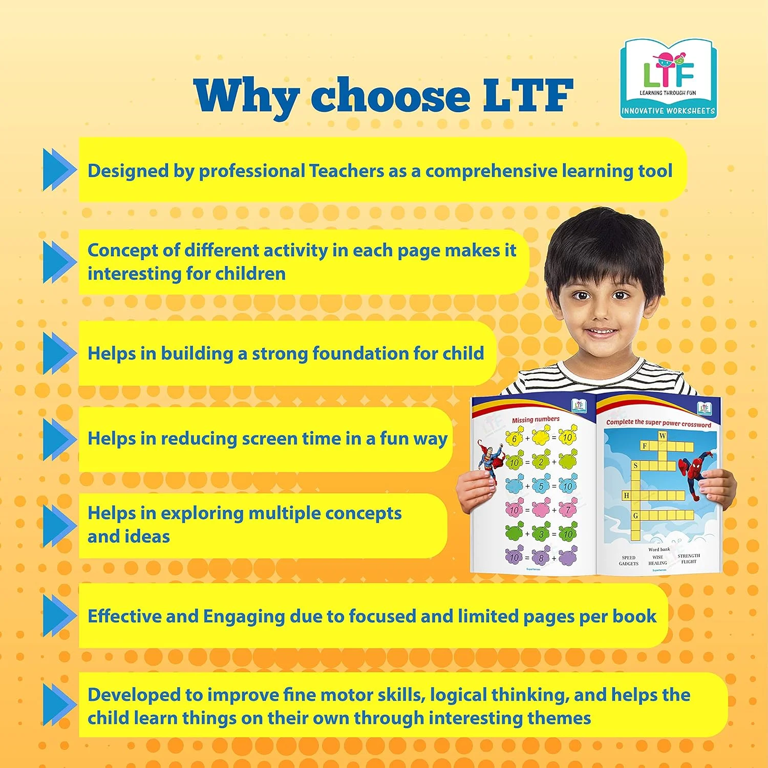 LEARNING THROUGH FUN - Childrens favourite Fun with Characters set. Worksheet based activity books for 4-7 yrs | LKG, UKG & GRADE 1