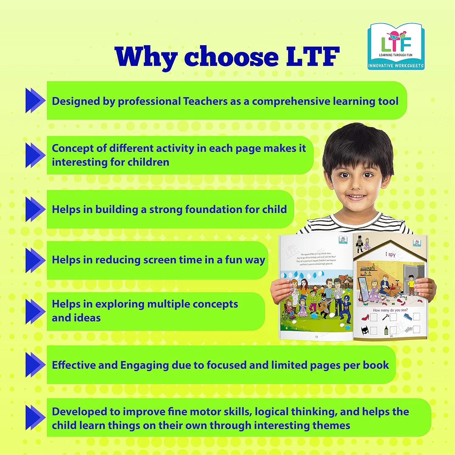 LEARNING THROUGH FUN-Early Learning Brain Development Kids Activity Book, Moral Values Theme, Story Books, Ideal for Home-schooling, JKG-GRADE 1. Children 4-8yrs. Educational Worksheets, Fun & Learn